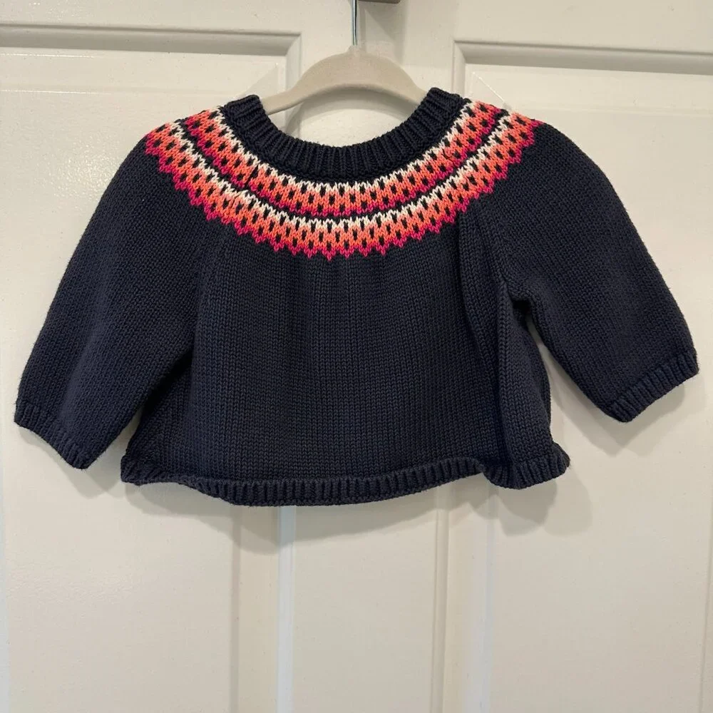 Tea Collection Navy cropped sweater, Infant girls 6-9m - Picture 3 of 3